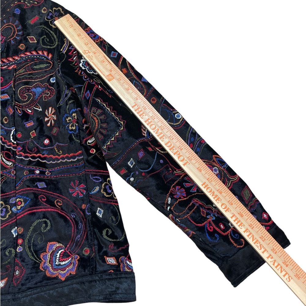Laura Ashley Women's Paisley Embroidered Velvet Jacket black multi - Picture 5 of 7